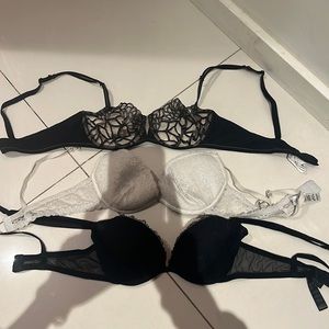 La perla bras. 15 each or all 3 for 40.